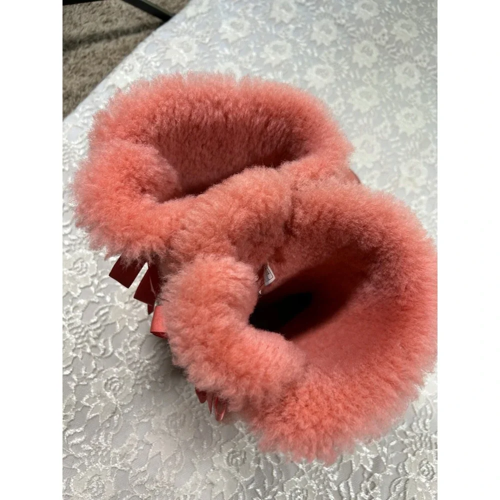 Y2K UGG Australia Bailey Bow II Coral Pink Suede Boots 9 2000s Coquette McBling